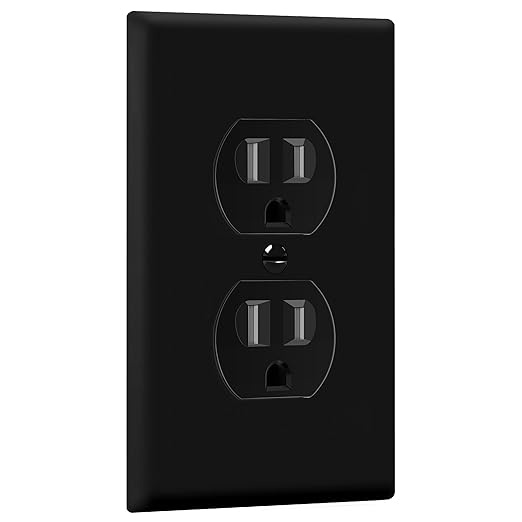 ENERLITES Duplex Outlets and Wall Plates Bundle, Tamper-Resistant Electrical Receptacle, 15A 125V, Self-Grounding, 2-Pole, UL Listed, 61581-TR-BKWP-10PCS, Black (10 Pack)