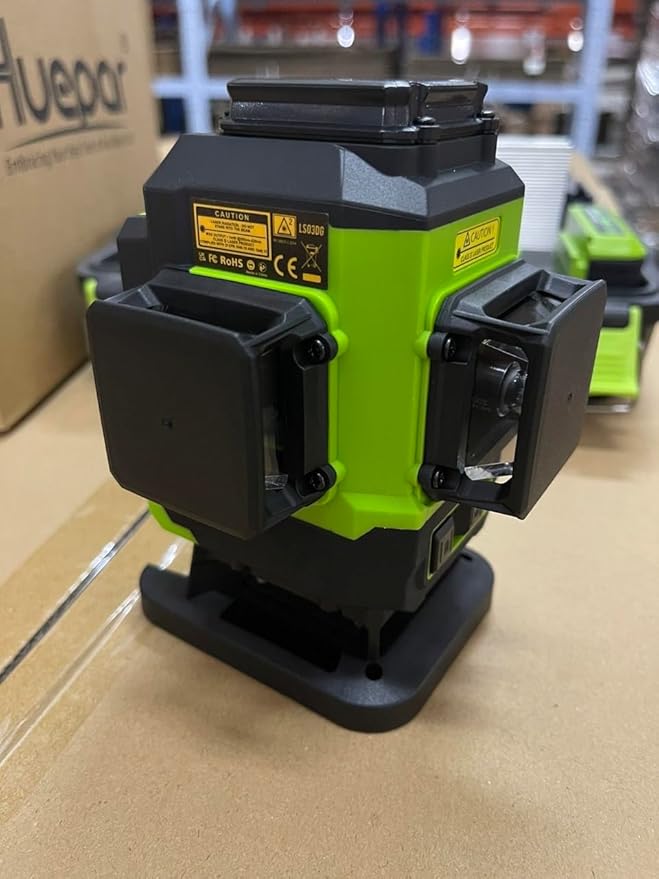 Huepar 3D Self Leveling Laser level for Tiling Floor Ground Etc., 2 Li-ion Batteries, 3x360 Cross Line Green Beam Laser Level with Type-C Charge Port & Magnetic Bracket, Hard Carry Case-LS03DG