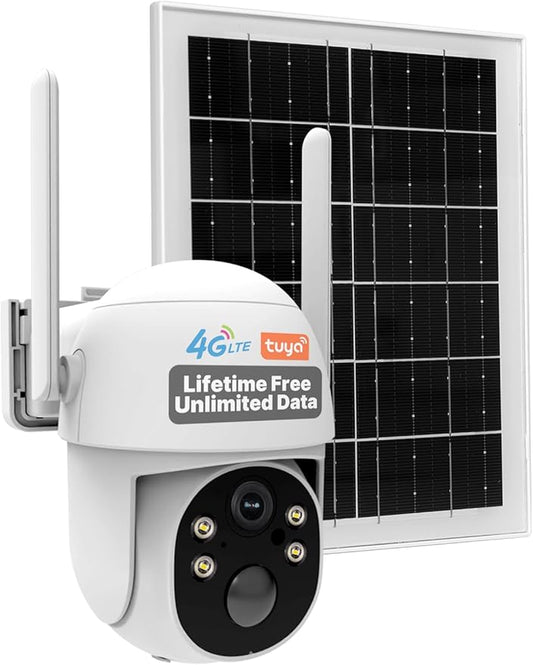 MOES 4G LTE Cellular Solar Security Camera, Lifetime Free Unlimited Data 2K Wireless Outdoor Surveillance, Color Night Vision, AI PIR Motion Sensor Detection, Built-in VSIM Card, 32GB Storage