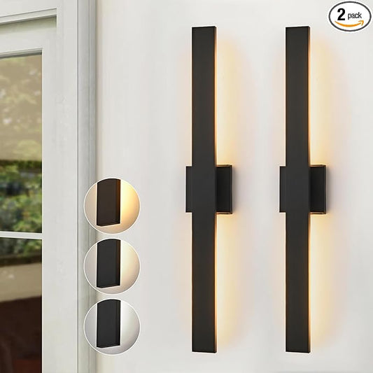 Upgraded 2-Pack 40.1in Black Long Modern LED Outdoor Wall Lights 3000K 4000K 5000K Dimmable Exterior Wall Sconce Outside Light fixtures for House Garage Front Door