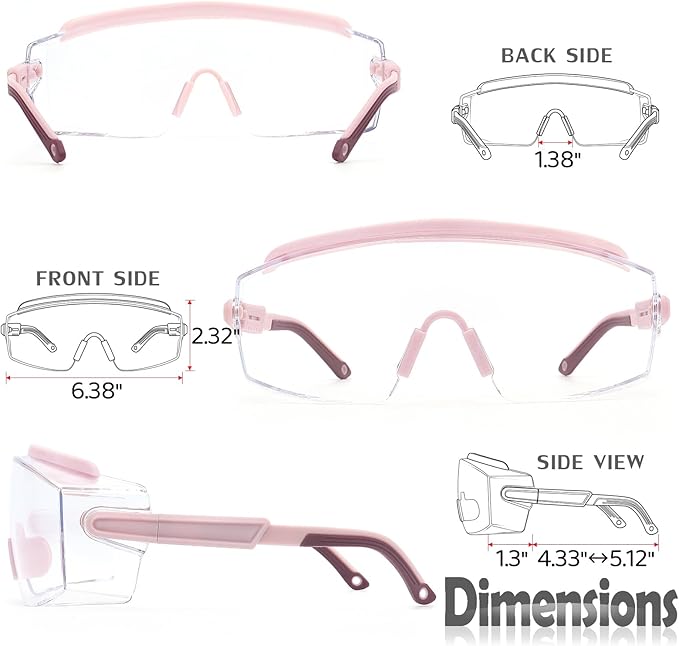 UKNOW Safety Goggles Over Glasses, Anti Fog Safety Glasses with Clear Wraparound Lens, ANSI Z87.1 Protective Eyewear