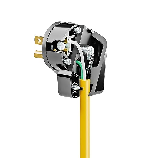 (10 Pack) Nema 5-15P 90 Degree Right Angle Plug, 15A 125V, ETL Verified, Black
