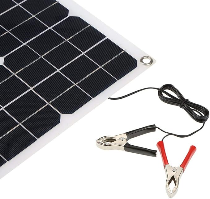Lixada Solar Panel Charger USB Port Portable High Power Monocrystalline Solar Panel Phone USB Devices Charger & Car Battery Charging Clip Line for Cell Phone Camping RV Boat Marine - 20Watt