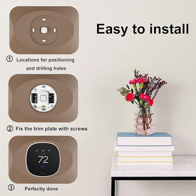 Wall Plate Cover Compatible with New 2025 Ecobee Smart Thermostat Essential, Practical Ecobee Thermostat Trim Kit, Programmable WiFi Thermostat Accessory (1, Mocha)
