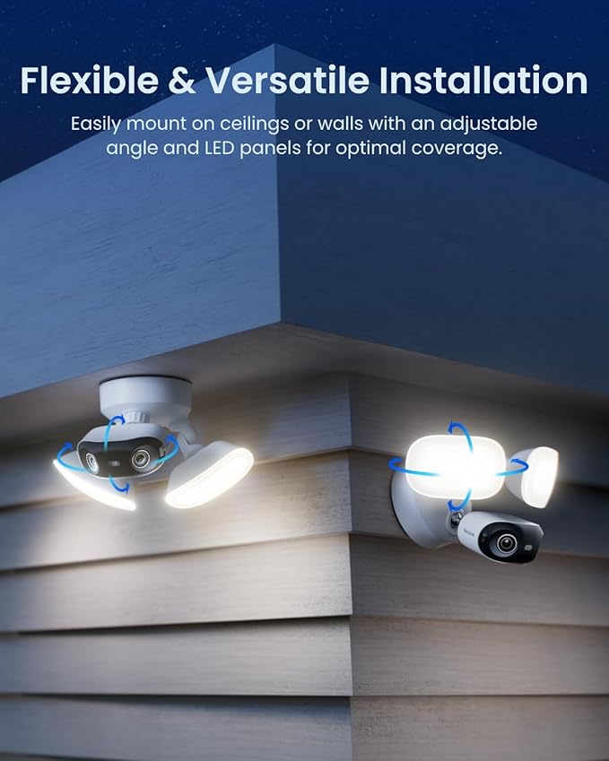 REOLINK Elite Floodlight WiFi, 4K 8MP 180° Panoramic Wired Floodlight Camera, Adjustable 3000 Lumens, Local AI Video Search, Perimeter Detection, Dual-Band Wi-Fi 6, 24/7 Recording, No Monthly Fees