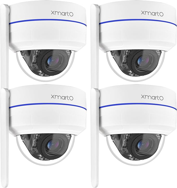 xmartO [AI Tracking Dome CAM 2K HD Metal Dome PTZ Wireless Security Camera with Automatic Tracking, 2-Way Audio and Night Vision (Standalone WiFi Camera, DPM3034 4-Pack)