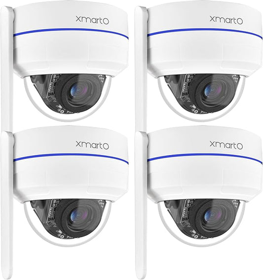 xmartO [AI Tracking Dome CAM 2K HD Metal Dome PTZ Wireless Security Camera with Automatic Tracking, 2-Way Audio and Night Vision (Standalone WiFi Camera, DPM3034 4-Pack)