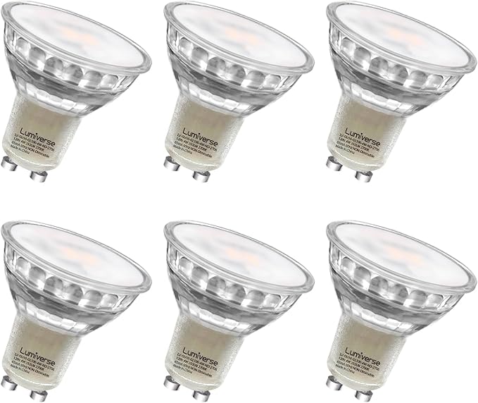 Lumiverse Non-Dimmable GU10 LED Light Bulbs, 4W Bright 2700K Soft White 35W Halogen Equivalent, 350lm Energy Saver for Track Lighting Fixture, Kitchen, Basement, 15000 Hours Lifespan, 6 Pack