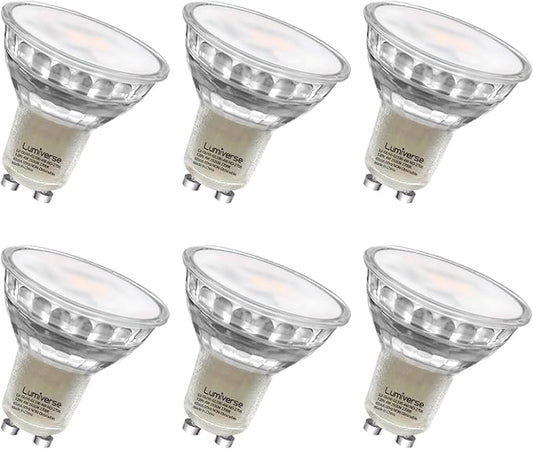Lumiverse Non-Dimmable GU10 LED Light Bulbs, 4W Bright 2700K Soft White 35W Halogen Equivalent, 350lm Energy Saver for Track Lighting Fixture, Kitchen, Basement, 15000 Hours Lifespan, 6 Pack