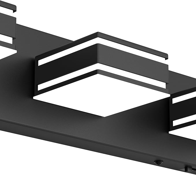 Ralbay 40.5inch Black Vanity Light with 5 Color Temperatures (3000K-6000K) Dimmable Metal Acrylic Modern LED Matte Black Bathroom Lighting Over Mirror (5-Light)