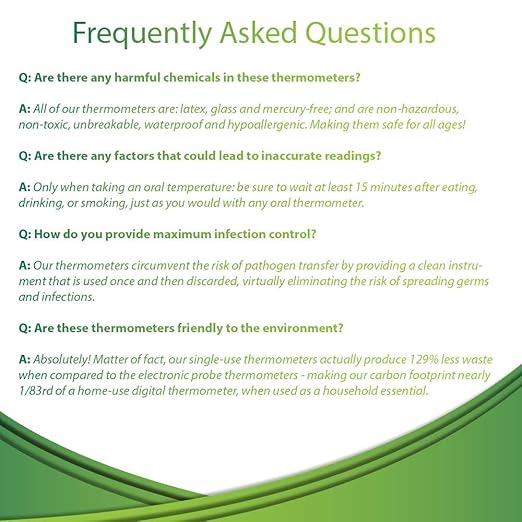 Ultra Single-Use Thermometers - Individually Wrapped Disposable First Aid Supplies, High-Accuracy Reading, For Business, School, and Healthcare Use, Fahrenheit, 100-Pack, by Medical Indicators
