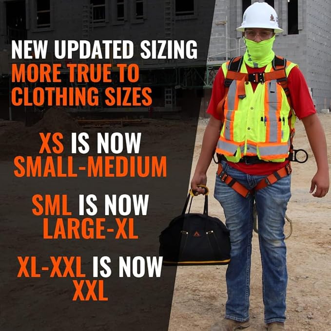 Malta Dynamics Warthog Comfort MAXX - Safety Harness for Construction – Fall Protection Equipment with Removable Belt and Lumbar Support, Side D-Rings, and Padding, OSHA & ANSI Compliant (3XL)