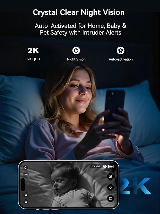 Outinput Indoor Security Camera 2K WiFi Camera丨Home Security, Baby Monitor, Pet Camera丨App Control, Instant Alert, Motion Detect, Night Vision, Cloud&Local Storage, Share to Family, 2-Pack