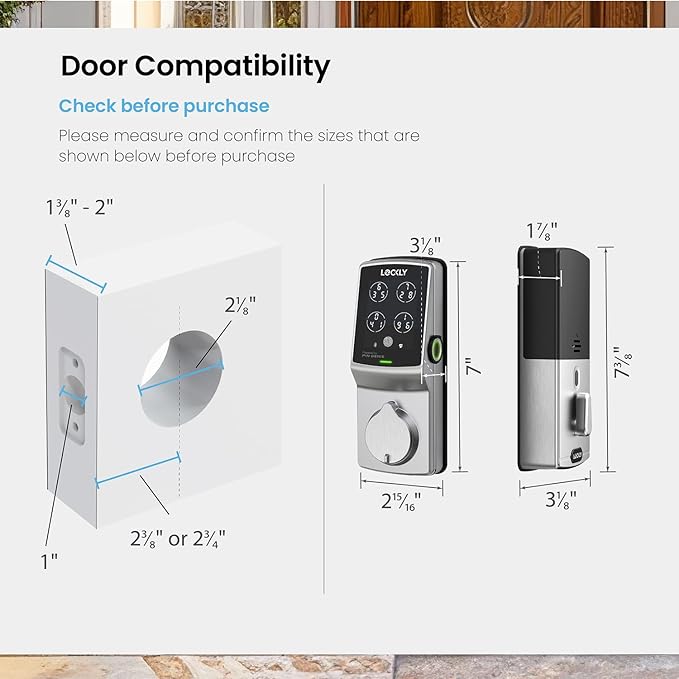 Lockly Secure Pro Smart Deadbolt, Wi-Fi Smart Lock, Keyless Entry with PIN Genie® Keypad, 3D Biometric Fingerprint, Auto Lock, Rekeyable-Satin Nickel