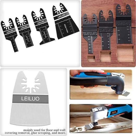 LEILUO 31Pcs Multitool Blade Kits for Wood Nails Drywall Cutting Oscillating Saw Blades Universal Oscillating Tool Blades with Storage Bag Compatible with DeWalt Makita Dremel and More