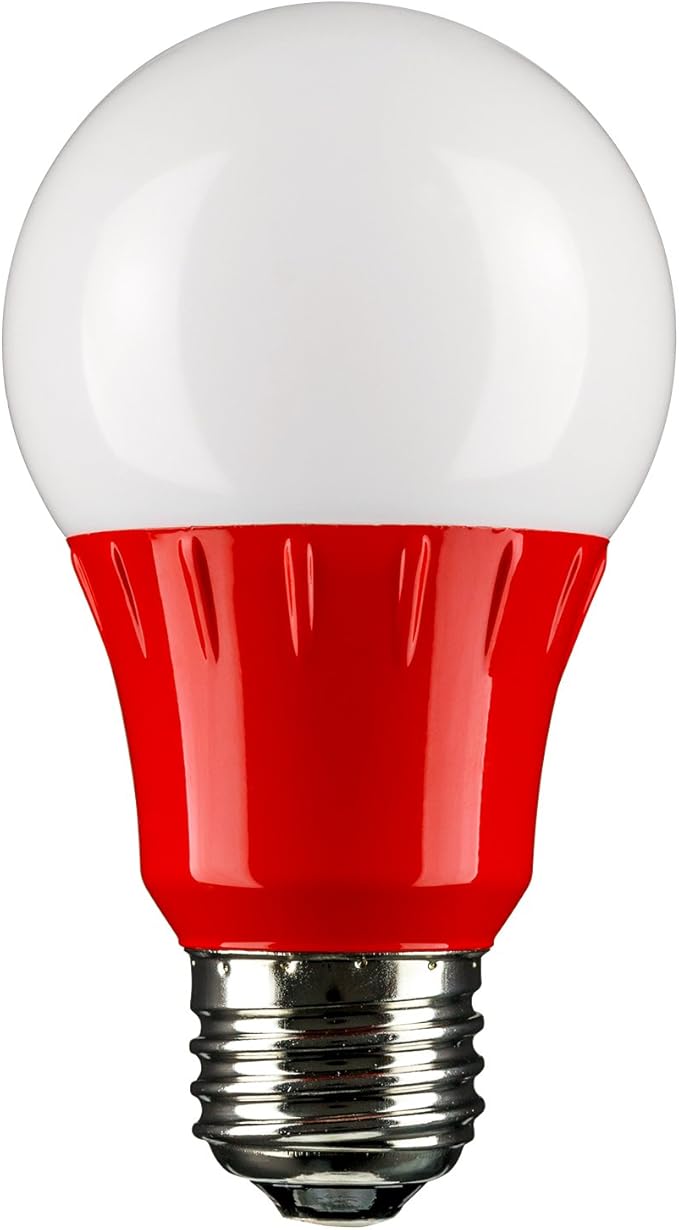 Sunlite 80148 LED A19 Colored Light Bulb, 3 Watts (25w Equivalent), E26 Medium Base, Non-Dimmable, UL Listed, Party Decoration, Holiday Lighting, 1 Count, Red (Pack of 2)