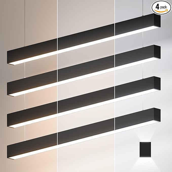 4FT LED Linear Lights 50/45/40/35/30W Up and Down Light, 3000/4000/5000K 4 Feet Commercial Shop Lighting for Office Garage Basement Shop Dining Room bar, Dimmable 4’ Architectural Fixture-4Pack