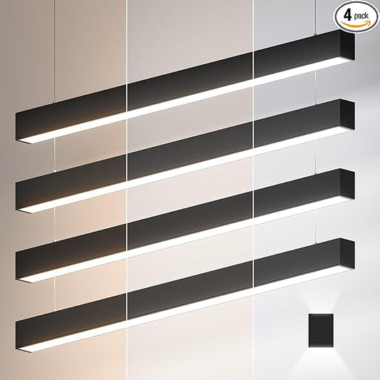 4FT LED Linear Lights 50/45/40/35/30W Up and Down Light, 3000/4000/5000K 4 Feet Commercial Shop Lighting for Office Garage Basement Shop Dining Room bar, Dimmable 4’ Architectural Fixture-4Pack