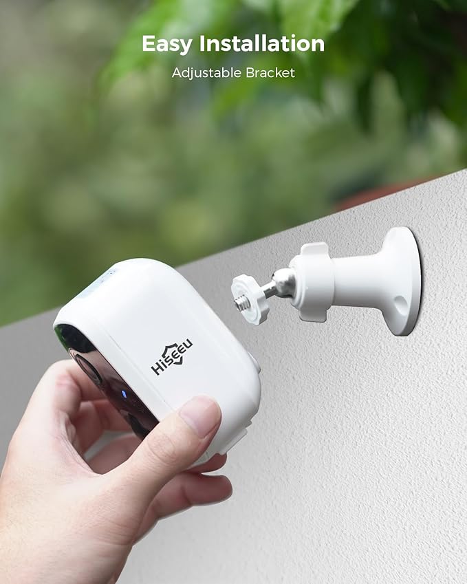 Hiseeu Solar Security Cameras Wireless Outdoor, 4 Cam-Kit, Expandable to 10CH, No Monthly Fee, Solar-Powered, Wireless Security Cameras System with 2K Color Night Vision, Easy Setup, 2.4G & 5G WiFi