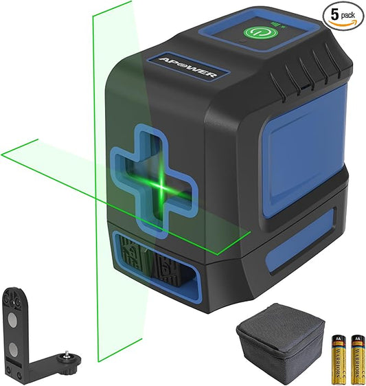 Laser Level, 100ft Self Leveling Green Cross Line nivel Laser, Lazer Leveler Tool for Picture Hanging Construction Floor Tile Wall Home Renovation, Indoor Outdoor Project
