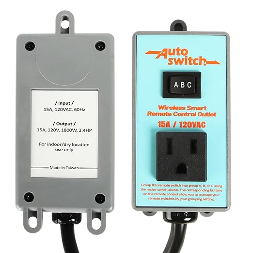 O'SKOOL Remote Control Wireless Electrical Outlet Switch, 433M Transmitter 120V Plug (Battery Included)