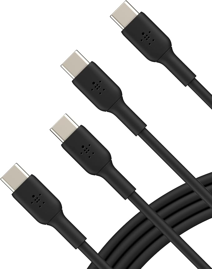 Belkin BoostCharge USB-C to USB-C Cable (1M/3.3ft) Fast Charging Cable for iPhone 16, iPhone 16 Pro, Nintendo Switch 2, Galaxy S25, S24, Pixel, iPad Pro, Carplay & More- Black (2-Pack)