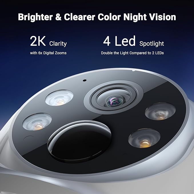 2K Security Cameras Wireless Outdoor, Add-On Camera, Up to 4 Cameras Connected to 1 Homebase, Solar Powered, 365-Day Battery Life, 360°PTZ Auto Tracking