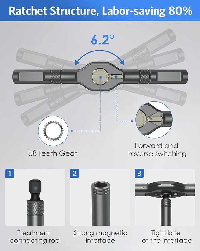 42 in 1 Magnetic Screwdriver Set, AMIR Screwdriver Set with 40 PCS Magnetic Bits, Ratcheting Screw Driver with Rotatable Ratchet Handle, Ratchet Screw Driver Kit with Carry Case