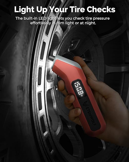 ETENWOLF Digital Tire Pressure Gauge 2 Pack, Industrial Tire Gauge 3-200 PSI, Calibrated to ANSI B40.7 Grade 2A(Plus-Minus 0.5%), Air Pressure Gauge with Replaceable AAA Batteries (Dark Cyan)