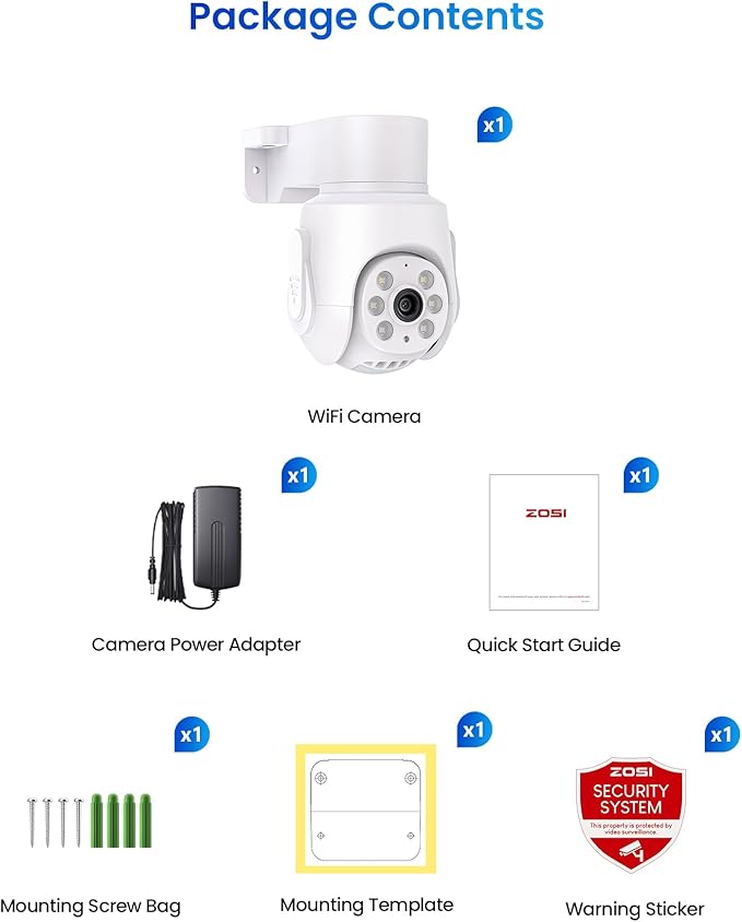 ZOSI 3K 5MP Plug-in Wired WiFi Security Camera, Wi-Fi 6 New Technology, PT Wireless Camera with Auto Track, AI Person Detect, Color Night Vision, Smart Light & Siren Alert, 2-Way Audio, Local Storage