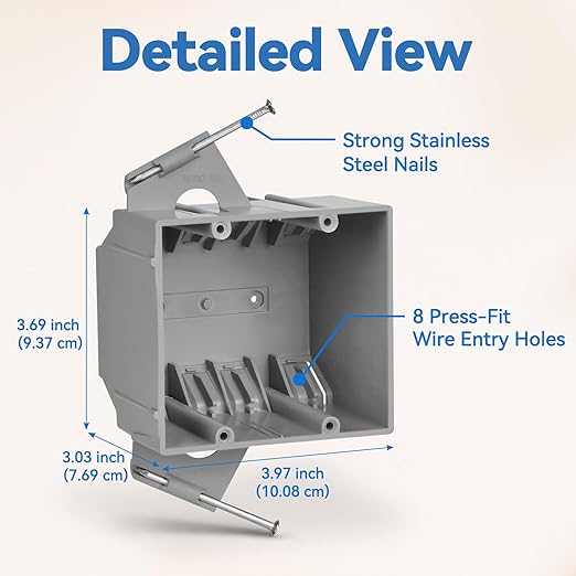 Double Gang Electrical Box New Work, 32 Cu.in, UL Listed, 96-Pack