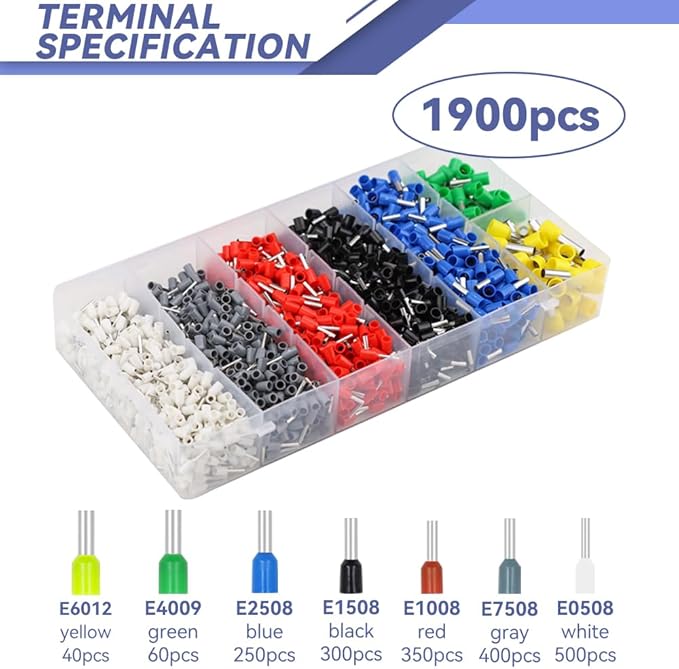 Ferrule Crimping Tool AWG 23-7 with 1900PCS Ferrules Kit, Square Crimper for End-Sleeves Terminal - Self-Adjusting Racheting Tool Visit the YMYP Store