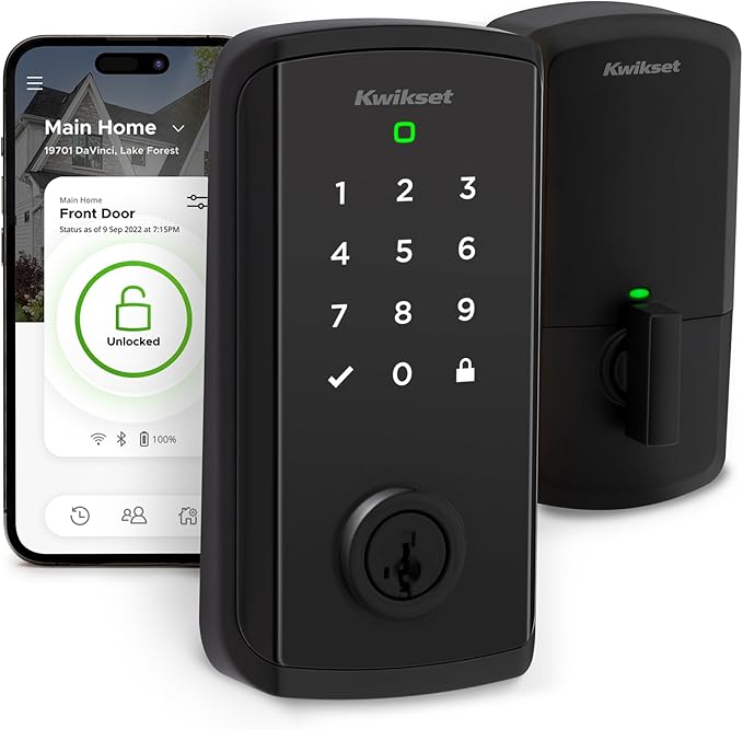 Kwikset Halo Select Smart Lock Keyless Entry Door Lock Wi-Fi and Matter Enabled Deadbolt No Hub Needed, Geofence Auto-Unlock, Grade AAA Certified, Easy Install, Matte Black Lifetime Finish Warranty