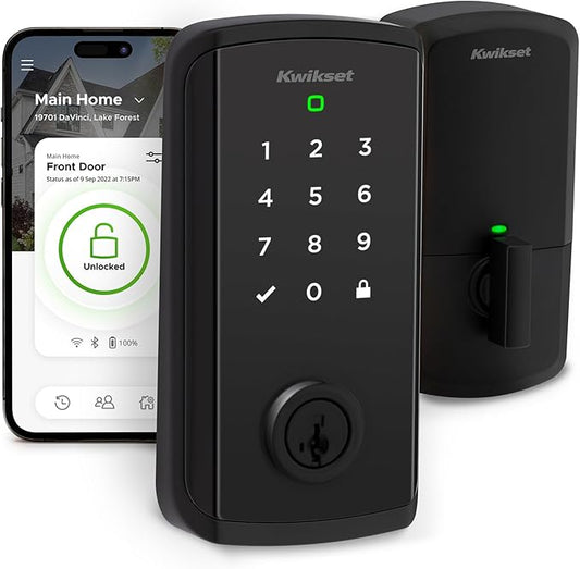 Kwikset Halo Select Smart Lock Keyless Entry Door Lock Wi-Fi and Matter Enabled Deadbolt No Hub Needed, Geofence Auto-Unlock, Grade AAA Certified, Easy Install, Matte Black Lifetime Finish Warranty
