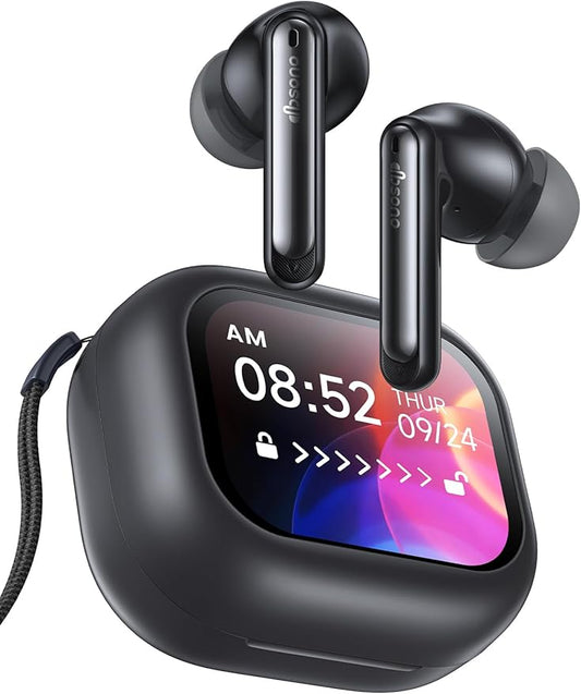 Wireless Bluetooth Earbuds: 5.4 TWS, 13mm Drivers Hi-Fi Deep Bass, 30H Playtime, Touchscreen Control, Mic for Calls, IPX5 Water-Resistant, White Elephant Stocking Stuffers for Men/Women/Adults, Black