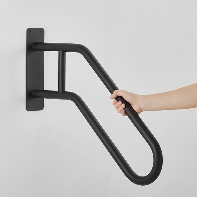 Heavy Duty Black Metal Railing for Outdoor 1-3 Steps, Outside U-Shaped Hand Rails for Seniors, Garage, Front Porch, Garden Steps Rails, Safety Grab Bars for Kids, Pregnant, Elderly or Handicap