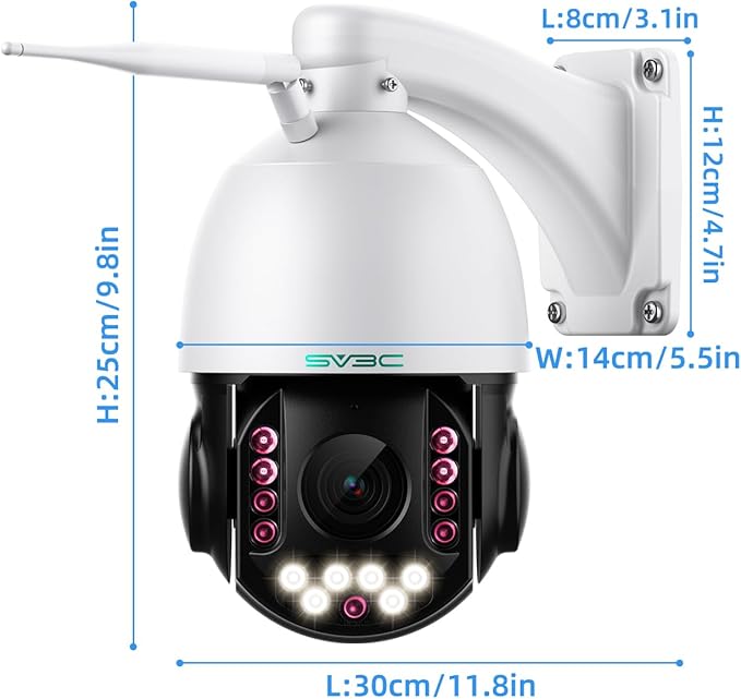 SV3C 5MP PTZ Outdoor Security IP Camera with 20X Optical Zoom, Dual-Band WiFi, Human Detection, 2-Way Audio, Floodlight Color Night Vision, Full Metal Housing, Support ONVIF/RTSP, SD Card Recording