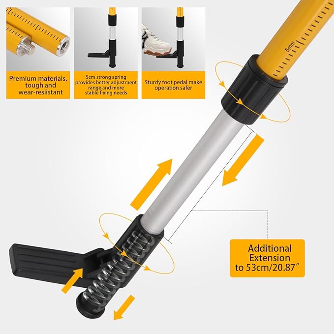 MOETER Laser Level Pole, Laser Tripod Stand, 12 Ft./3.7M Telescoping Laser Pole with Tripod, 1/4"-20 & 5/8"-11 Threaded Adapter of Rotary and Line Lasers