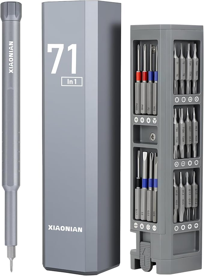 71 in 1 Small Precision Screwdriver Set,XIAONIAN Mini Multi-Bits Screwdriver Set,Micro Repair Tool Kit with Metal Case,360°Spin,for Phone,Eyeglasses,Watch,Macbook,PC,Jewelry,Ring Doorbell,PS5,PS4,Toys