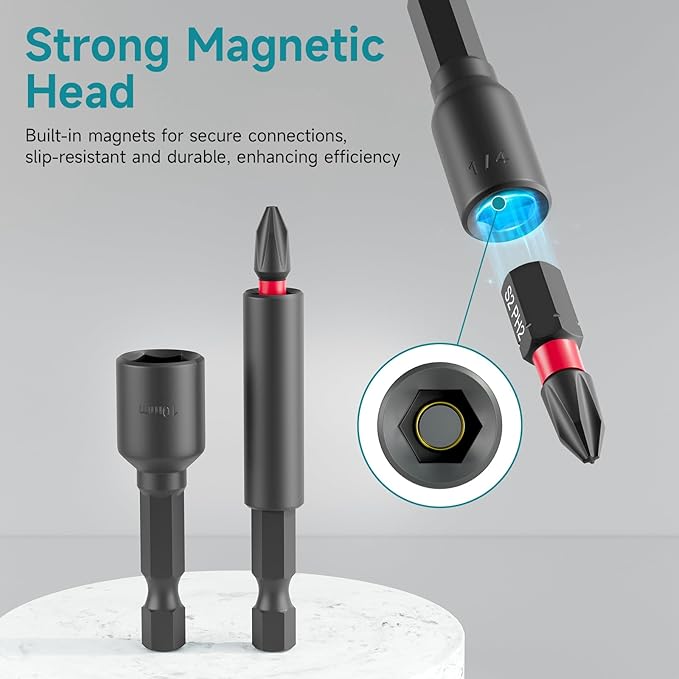 36Pcs Impact Driver Bits Set with a Storage Case, 28 Magnetic Screwdriver Bits, 5 Magnetic Sockets, 3 Socket Adapters, 1/4 In. Hex Shank Driver Tools Set for Power Screwdrivers, Electric Drill Drivers