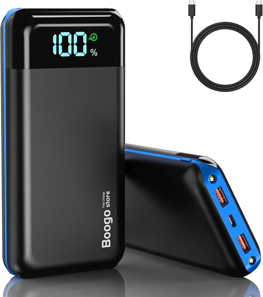 Portable Charger Power Bank 52800mAh Powerbank PD 30W and QC 4.0 Fast Charging Built-in Bright flashlight LED Display 2 USB 1Type-C Output External Battery Pack for iPhone, Samsung, iPad etc (blue)