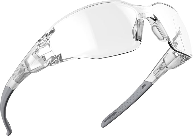 DILANCO Clear Safety Glasses Goggles, Adjustable Frames and Scratch-Resistant with No-Slip Grips Safety Glasses for Women Men