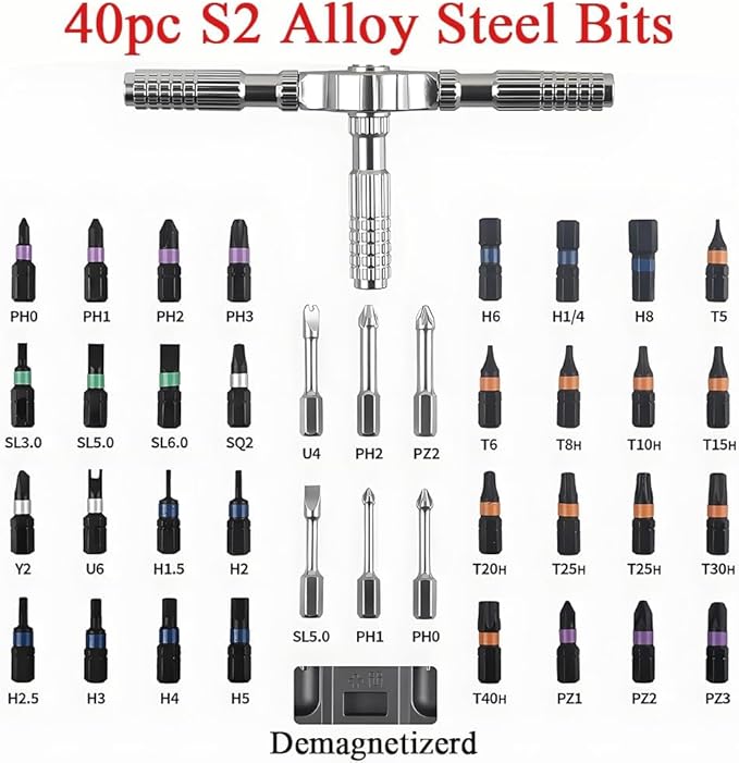 40 In 1 Magnetic Ratchet Screwdriver Set, Multifunctional Diy Ratchet Mini Screwdriver Set, Precision Repair Tool With Detachable Handle, Small Screw Driver For Furniture Computer (40PCS)