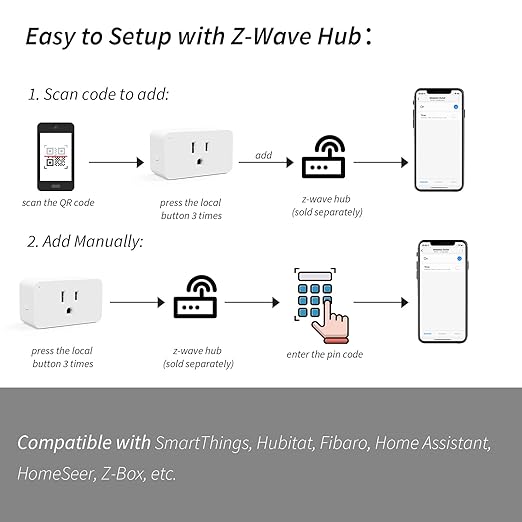 Minoston Z-Wave 800 Series Zwave Plug with Energy Monitoring, Power Meter Z-Wave Outlet Switch, Z-Wave hub Required, Work with SmartThings, Wink, Vera, Z-Box Hub, Home Assistant (MP31ZP)