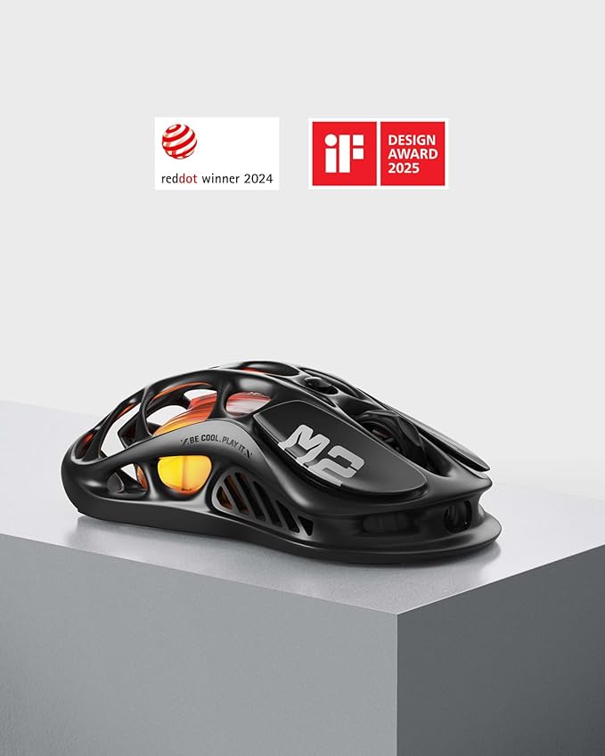 GravaStar Mercury M2 Wireless Gaming Mouse with 26,000 DPI, PAW3395DM Sensor -79g Lightweight Hollowed-Out Design -5 Programmable Buttons -5 Dynamic Lightsync RGB
