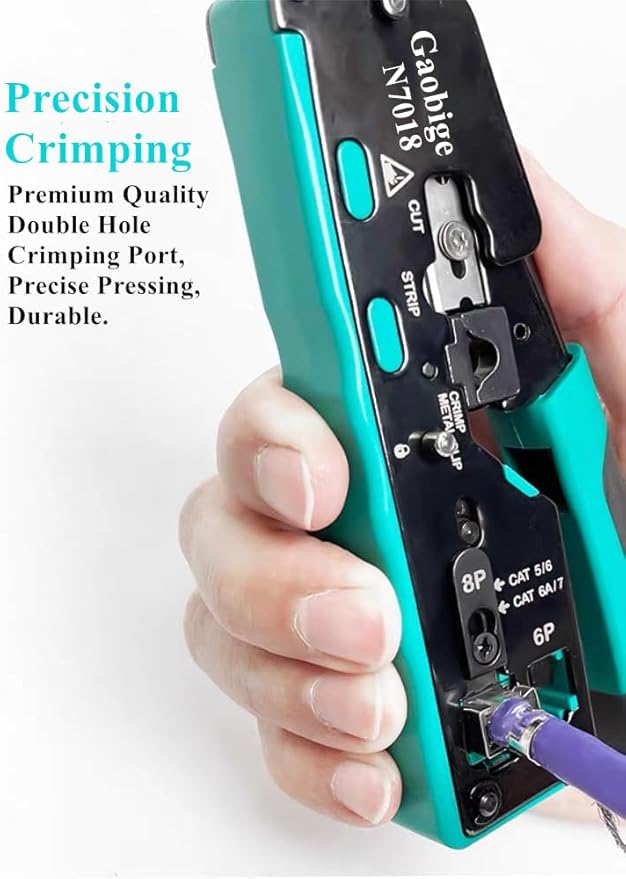 Network Tool Kit, Pass Through rj45 Crimp Tool Kit, Cat7 Cat6A Cat6 Cat5e Cat5 rj45 Crimping Tool with 50PCS cat6 Pass Through Connectors, Network Tester, Wire Cutter