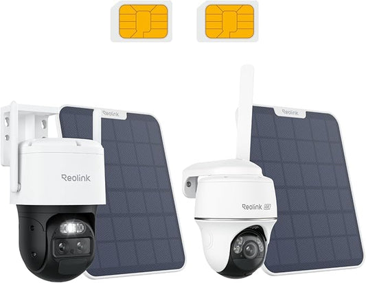 REOLINK 4K 4G LTE 360° Cellular Security Camera 2-Cam Bundle, Go PT Ultra Kit+Daul-Lens TrackMix LTE Kit, No WiFi Solar Powered, 8MP Pan Tilt, Smart Detection, Color Night Vision, SIM Card Included