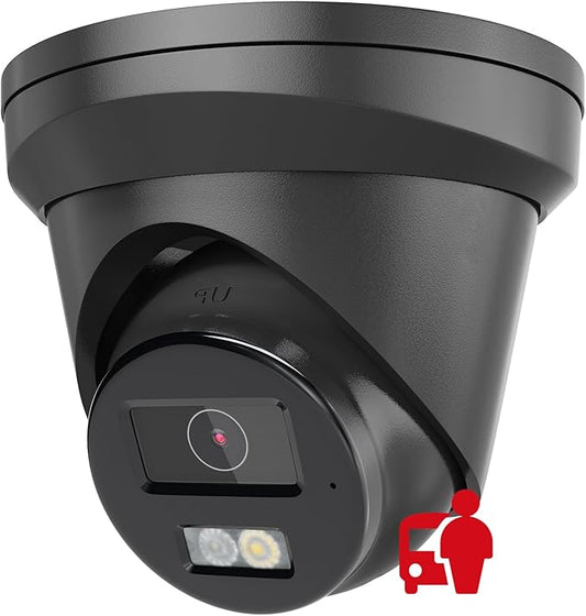 Anpviz 5MP PoE IP Camera Outdoor, Metal Turret Security Camera with Audio, Human Vehicle Detection, Smart Color Night Vision, 3072x1728@20fps, 114° FOV, 120dB WDR, IP67 Waterproof, Black (H Series)