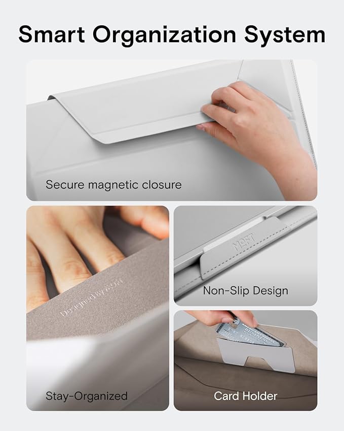 MOFT Laptop Carry Sleeve, 2-in-1 Laptop Bag & Stand for 16" MacBook Air/Pro & Dell/HP/Lenovo/Asus, Stylish Slim Computer Sleeve Bag with Expandable Storage for Computer Accessories, Class Nude