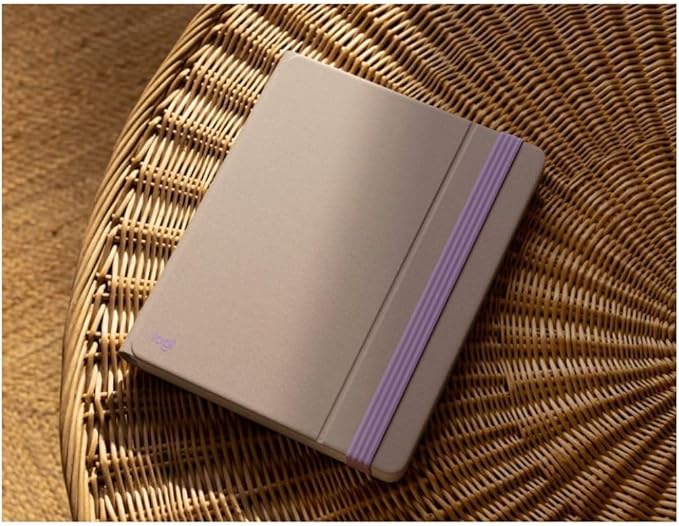 Logitech Casa Pop Up Desk Kit - Adjustable Laptop Stand for Desk, Wireless Keyboard & Touchpad, Bluetooth, USB C Charging, Nordic Calm, Tan/Purpl